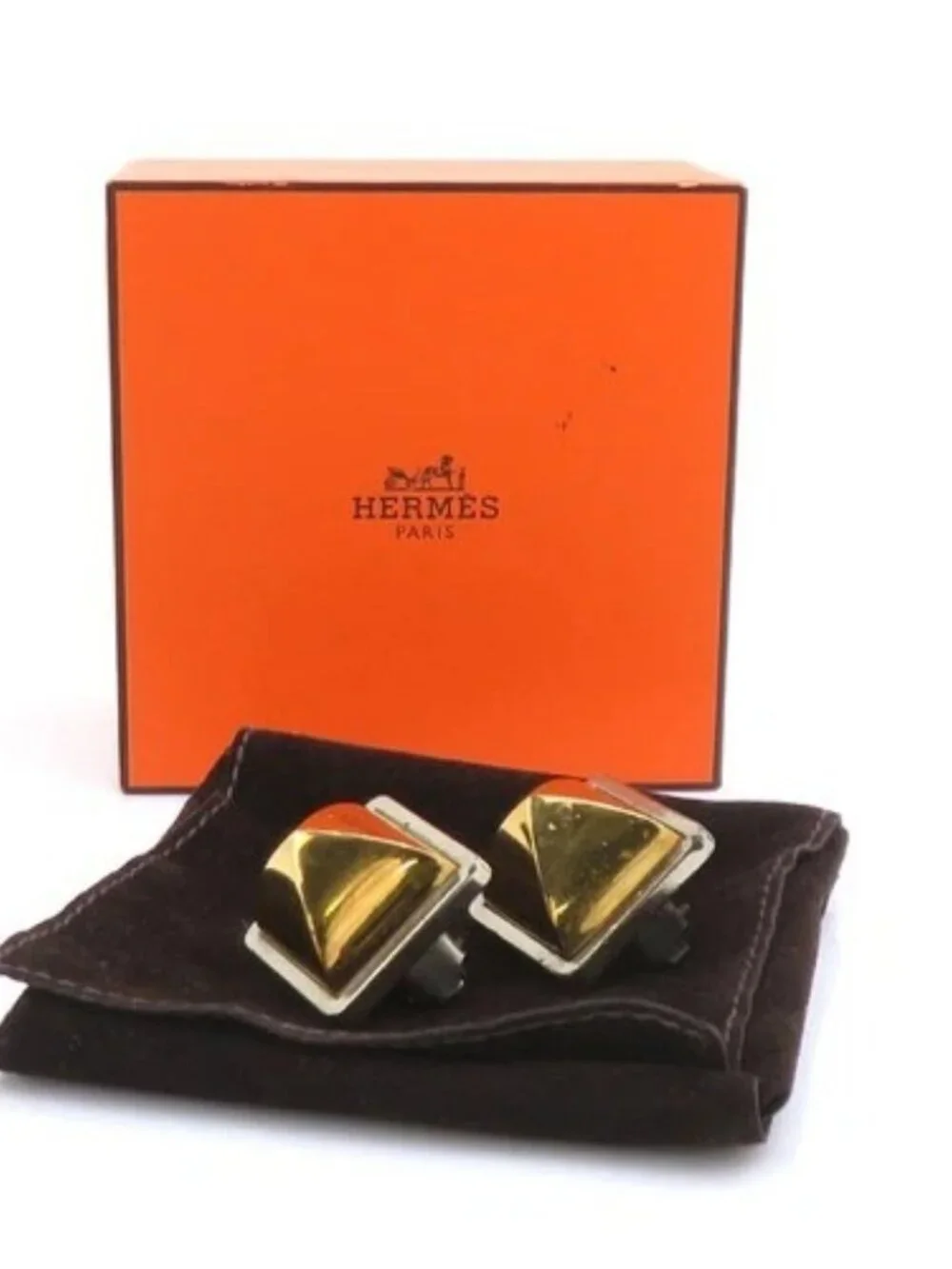 Auth HERMES Earrings Gold/Silver Metal - h32028a - Picture 15 of 15